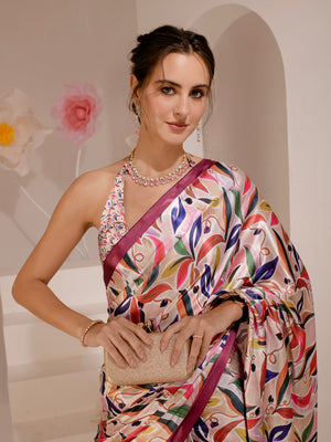 ELTIRE Exquisite Printed Bollywood Style Satin Saree