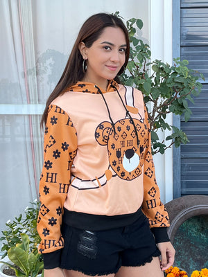 TANDUL Women Stylish Bear Printed Hoodie