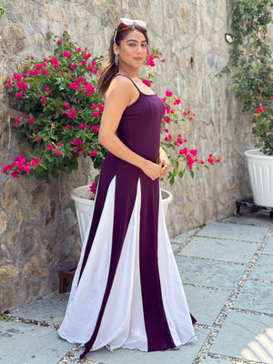 TANDUL Women Purple and White Long Flared Dress