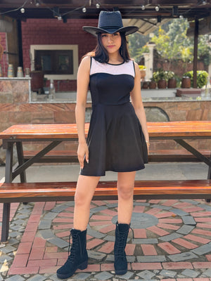 TANDUL Women Black and White Dress