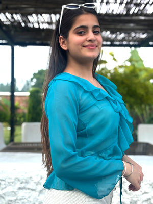 TANDUL Women Skyblue Georgette Top