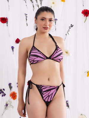 ELTIRE  Bra & Panty Set Printed Purple Lingerie Set