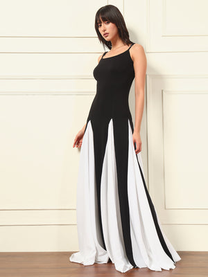 TANDUL Women Black and White Long Dress