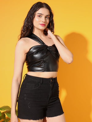 TANDUL  Casual Sleeveless Solid Women Black Top