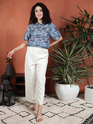 TANDUL Women Printed Blue  Shirt
