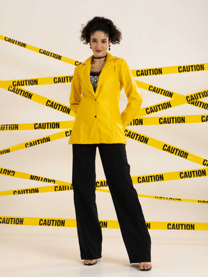 TANDUL Elegant Yellow Women Blazer