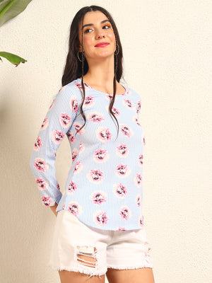 TANDUL  Casual Regular Sleeves Floral Print Women Multicolor Top