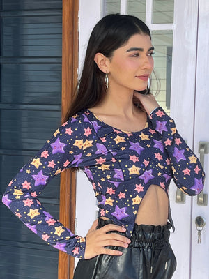 TANDUL Women Purple Star Printed Top