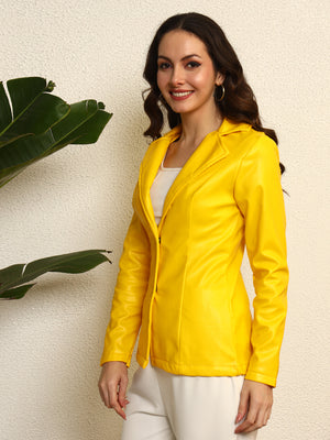 TANDUL Elegant Yellow Women Blazer