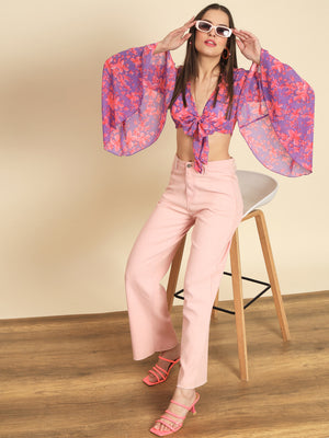 MAZIE Casual Bell Sleeves Printed Women Multicolor Top