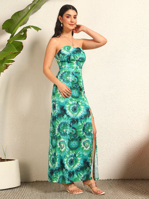 TANDUL Women Stunning Green Tie-dye Dress