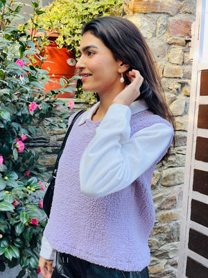 TANDUL Women Chic Purple Fur Sweater