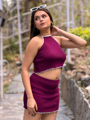 TANDUL Women Purple Knitted Co-Ord Set