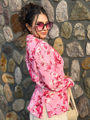 TANDUL Women Pink Floral Printed Blazer