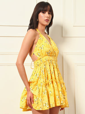 TANDUL Women Yellow Floral Printed Dress