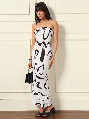 TANDUL Women White and Black Printed Dress