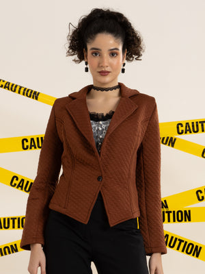 TANDUL Women Elegant Brown Blazer