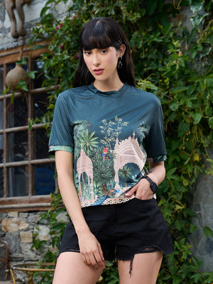 TANDUL Green Printed Women T-shirt