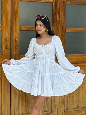 TANDUL Women White  Solid Flared Dress