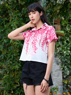 TANDUL Women Pink Printed  Crop Shirt