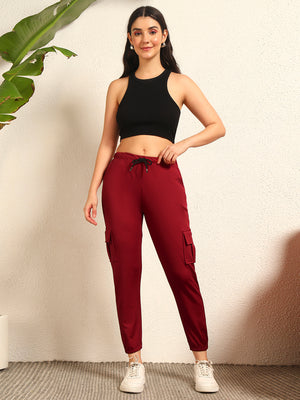 TANDUL  Regular Fit Women Red Viscose Blend Trousers