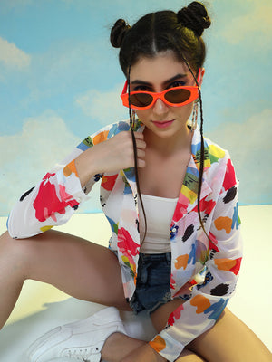 TANDUL  Women Regular Fit Printed Lapel Collar Casual Shirt