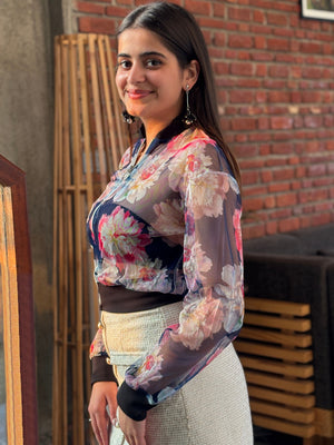 TANDUL Women Floral Printed Net Jacket