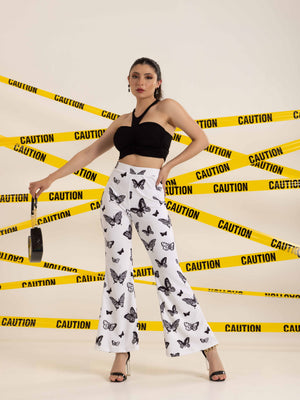 TANDUL Women White Butterfly Printed Trouser