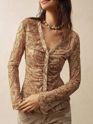 TANDUL  Women Comfort Fit Fit Printed Slim Collar Casual Shirt