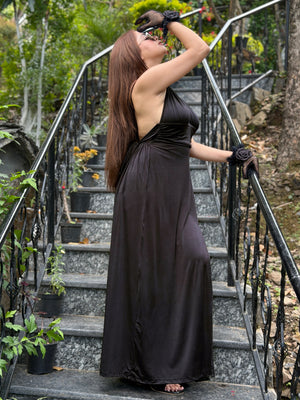 TANDUL Women Elegant Black Long Dress