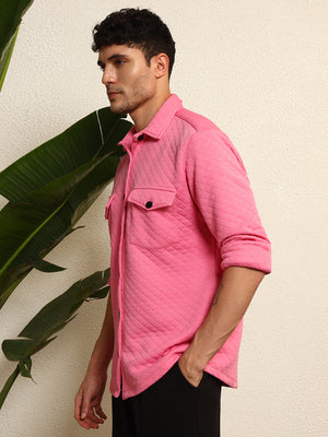 TANDUL Men's Stylish Pink Quilt Jacket