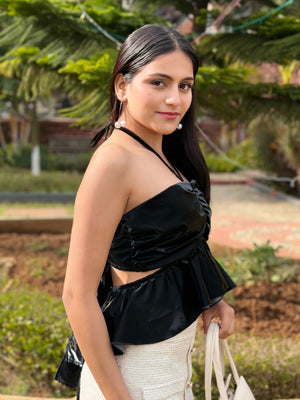 TANDUL Women Elegant Black Crop Top