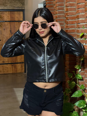 TANDUL Women Stunning Black Leather Jacket