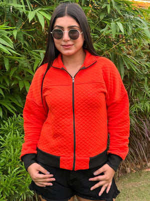 TANDUL Women Orange Quilt Jacket