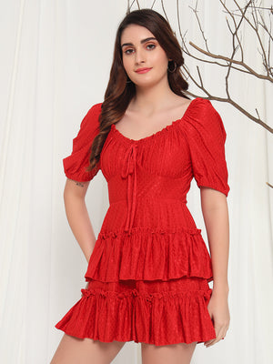 TANDUL  Women Fit and Flare Red Dress