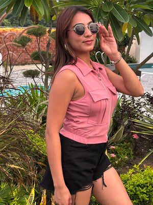 TANDUL Women Pink Jacket Style Top