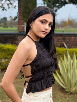 TANDUL Women Elegant Black Crop Top