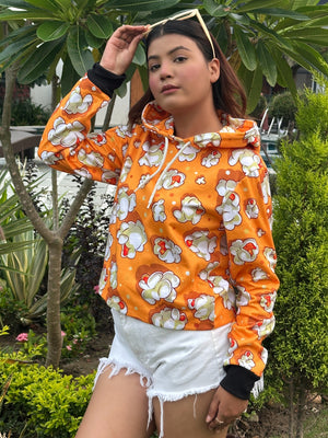 TANDUL Women Yellow Printed Hoodie