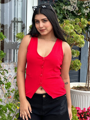 TANDUL Women Stylish Red Waistcoat