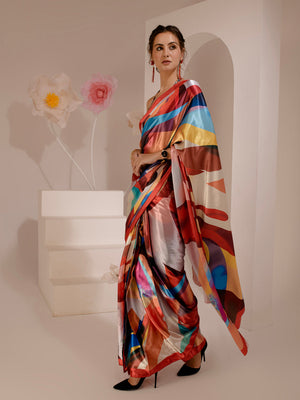 ELTIRE Exquisite Printed Bollywood Style Satin Saree