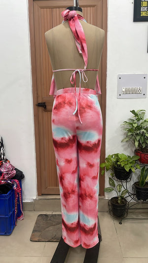 TANDUL Women Pastel Tie-Dye Ruffle Co-ord Set