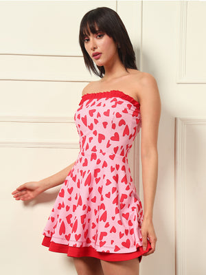 TANDUL Charming Delightful Heart Printed Dress