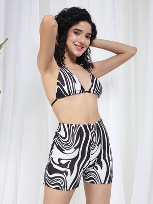 TANDUL Women Black and White Coord Set