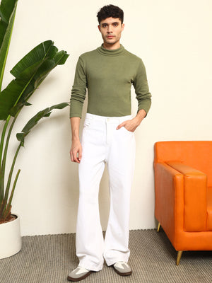 TANDUL Men Solid Turtle Neck Green Sweater