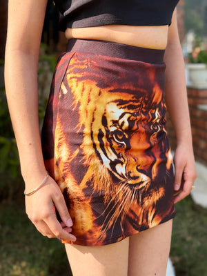 TANDUL Women Stunning Tiger Printed Skirt