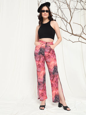 TANDUL  Women Regular Fit Pink Lycra Blend Trousers