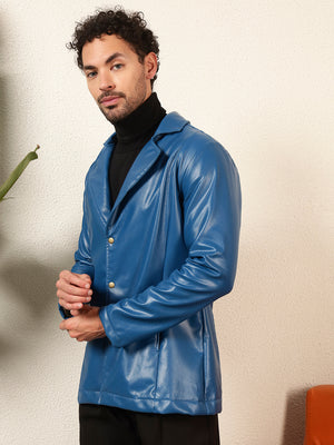 TANDUL Men's Solid Single Breasted Blue Blazer