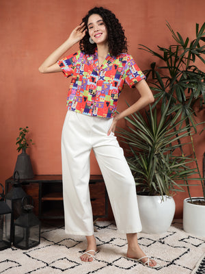 Women Regular Fit Printed  Collared Casual Shirt