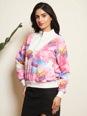 TANDUL Women Vibrant Pink Sweatshirt