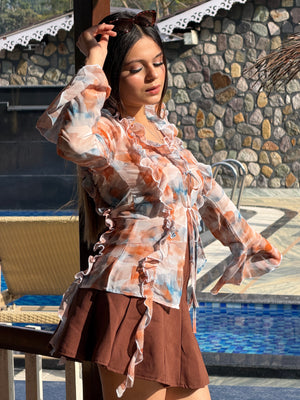 TANDUL Women Elegant Ruffles Top